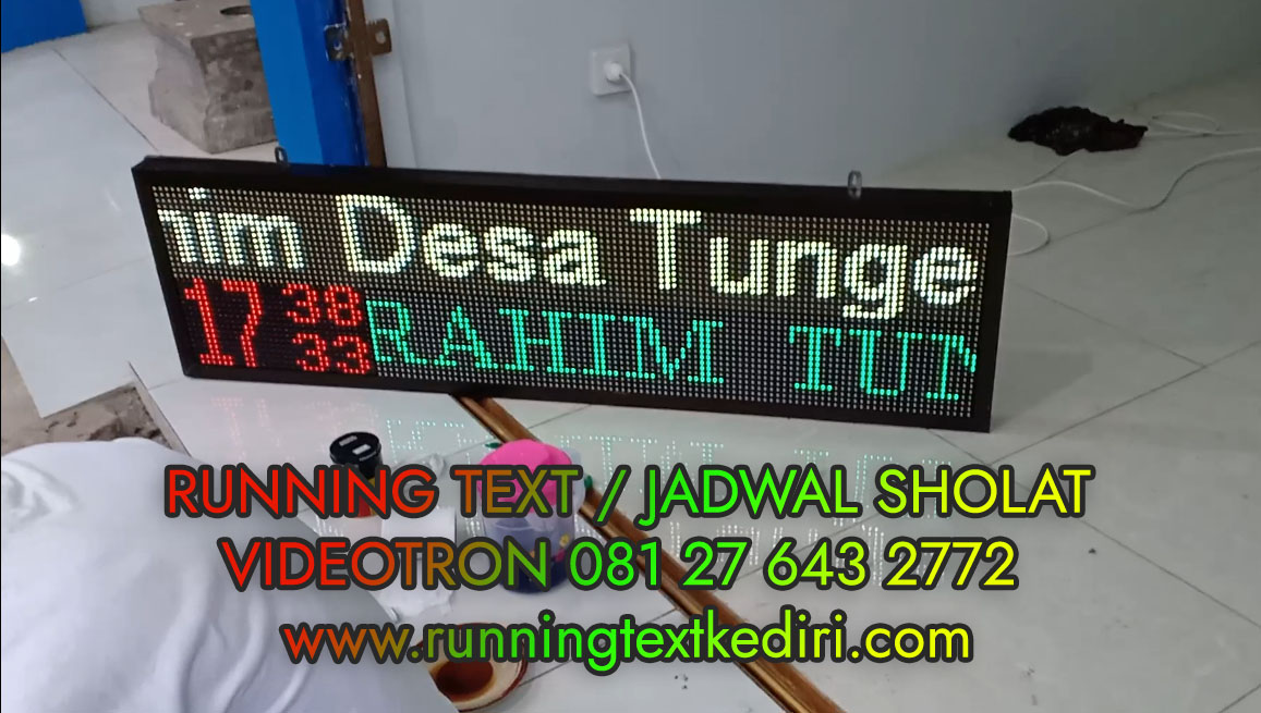 <p>Jam digital masjid running text merupakan salah satu jam yang ada pada running text led yang dapat memunculkan jam saat ini. Terdapat juga jadwal sholat yang dapat memberikan kemudahan bagi jamaah untuk melaksanakan sholat.</p>
